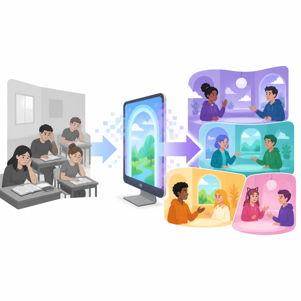 Figure 1. Virtual world turns interpreter practice into a shared, game like space that makes hard training feel more engaging.