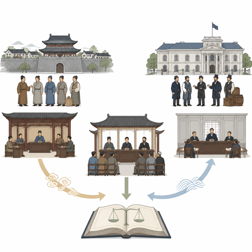 Figure 1. How foreign-run courts and Chinese customs in Shanghai reshaped ideas of Chinese business law.