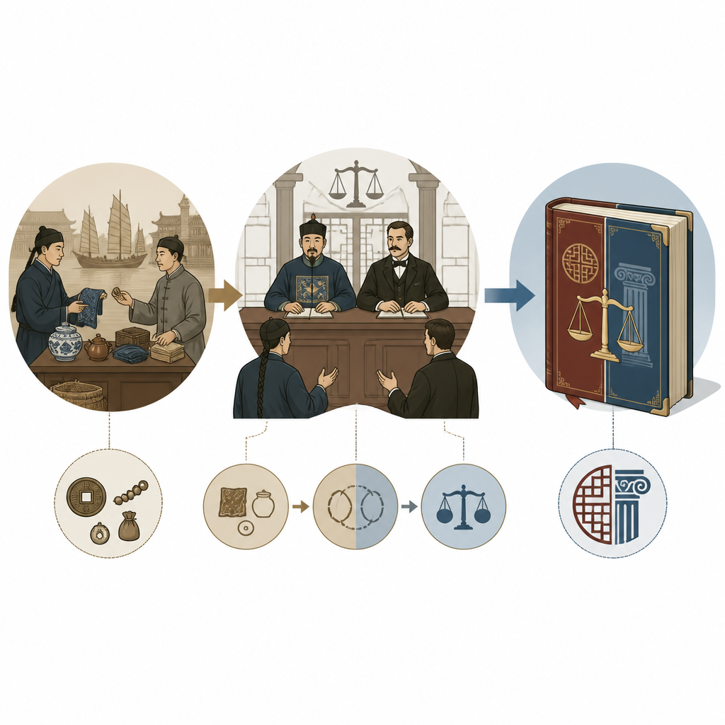 Figure 2. How Shanghai Mixed Court cases blended local trade customs with Western rules to form new commercial law practice.