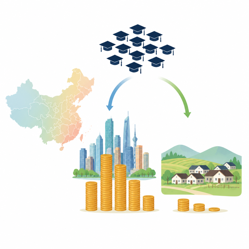 Figure 1. How rapid growth of graduate education in China links to wider income gaps between cities and the countryside.