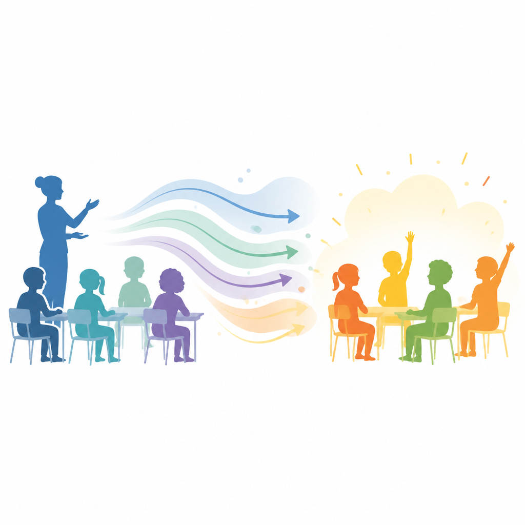 Figure 1. Teacher talk in class can turn foreign language learning into a more enjoyable, welcoming experience for students.