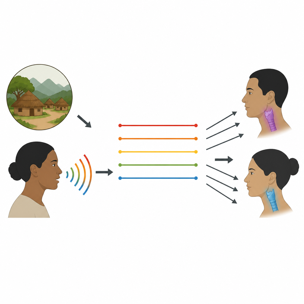 Figure 1. How Hmu speakers use pitch and voice quality together to keep five very similar level tones distinct.