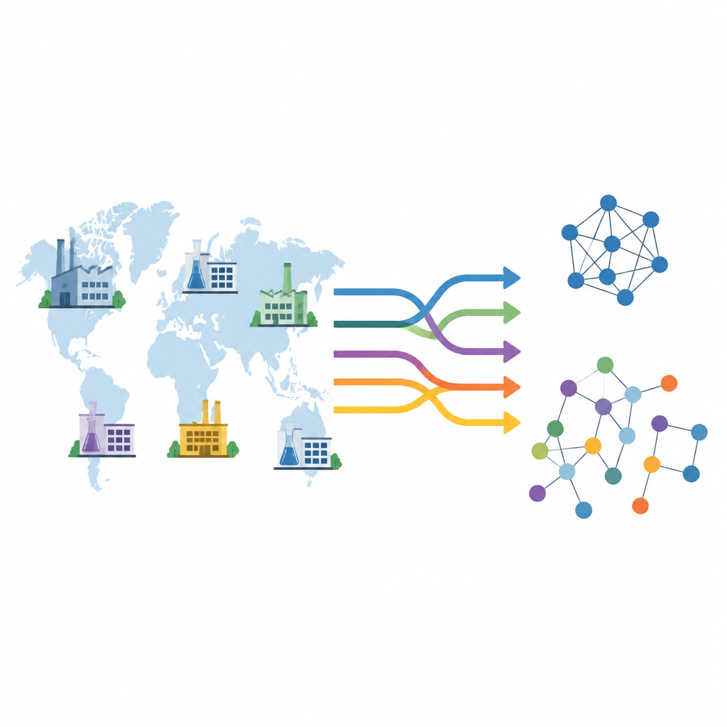 Figure 1. Cómo se asocian los países para inventar a lo largo de las cadenas globales de valor y por qué la colaboración se está volviendo de nuevo más concentrada