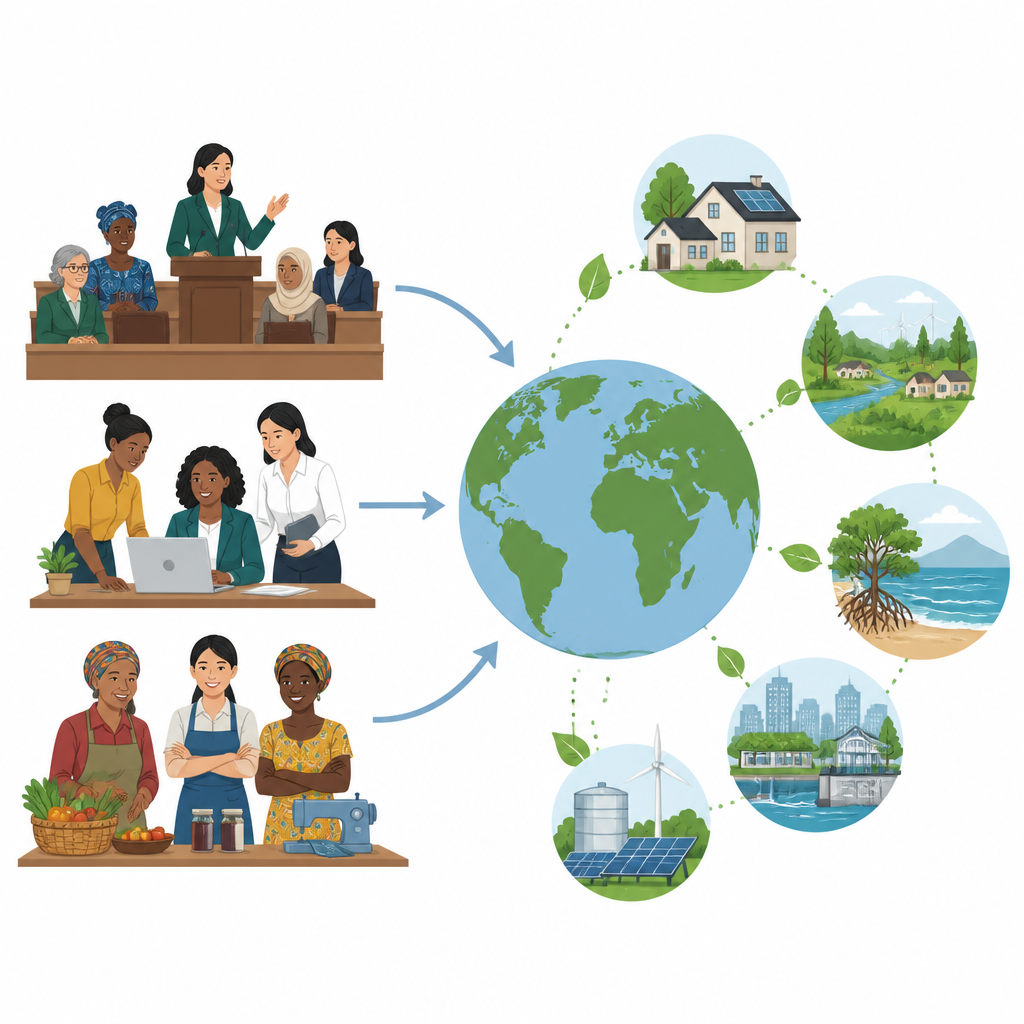 Figure 1. Empowering women at work, in law and in politics helps countries better withstand climate shocks.